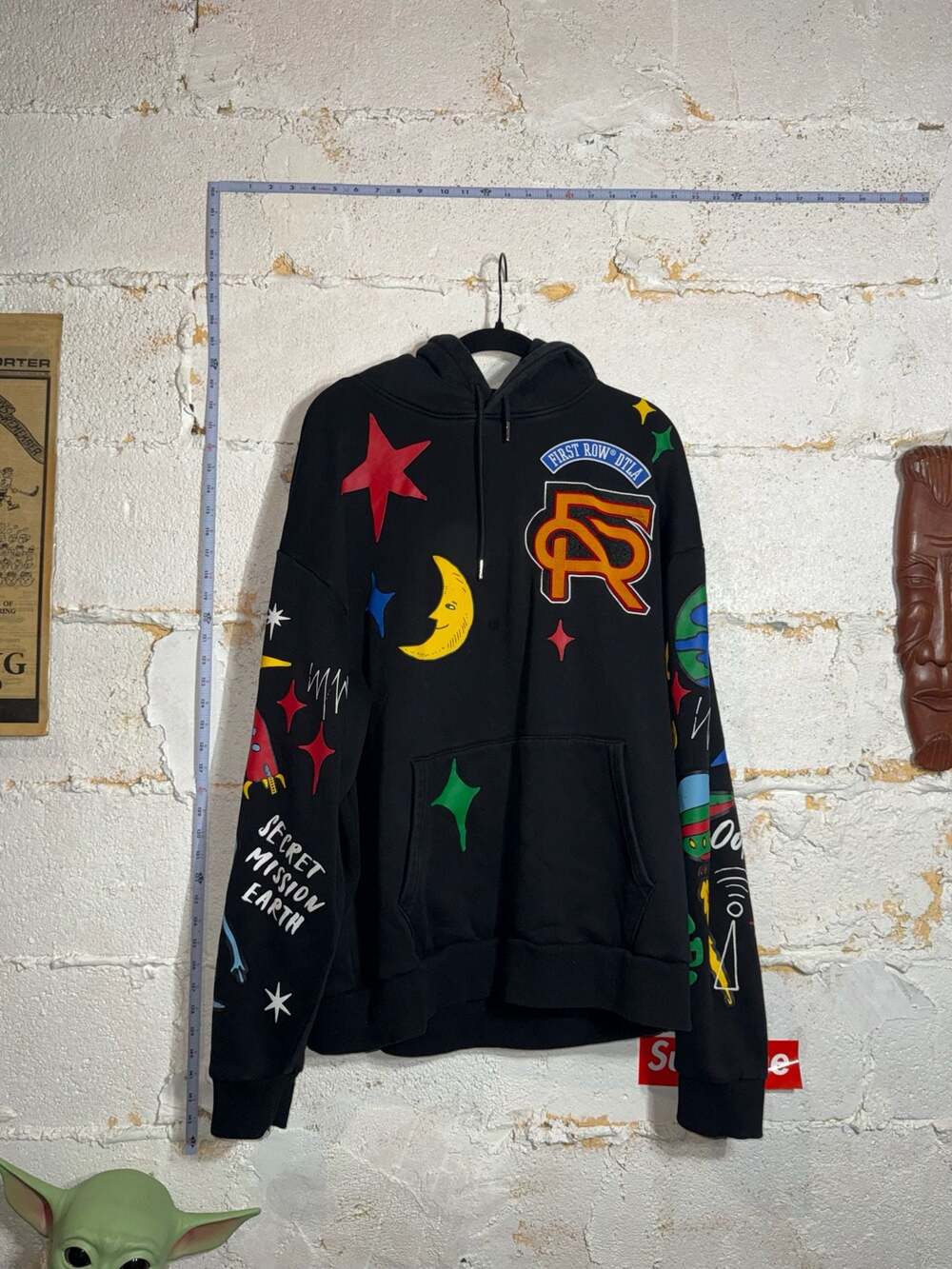 First Row Good Vibes Space Alien Pullover Hoodie Black Size XXL